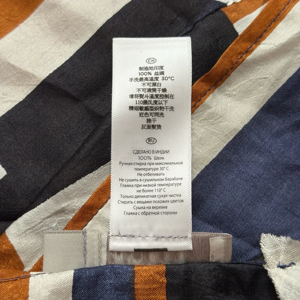 Hobbs London Key To Freedom 100% Silk Oversized Scarf Shawl Wrap Navy Rust